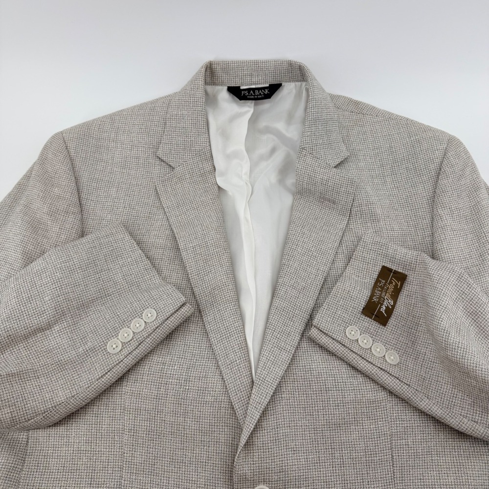 Jos. A. Bank Tropical Blend Tailored Fit Sport Coat Houndstooth Tan 42R